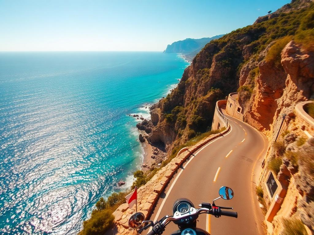 Royal Enfield on coastal road